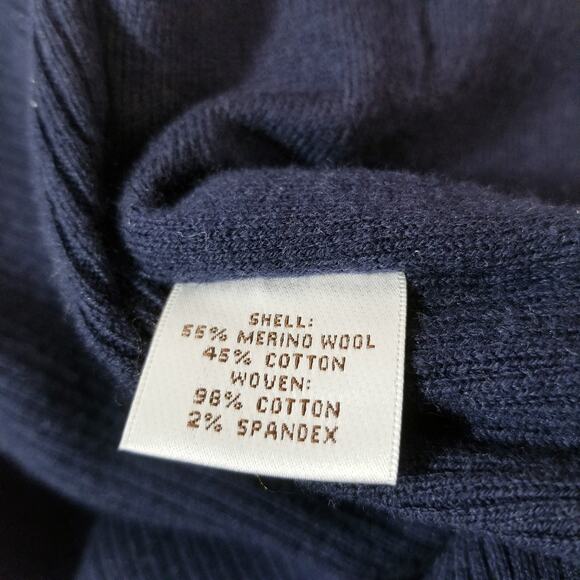 Peter Millar Wool Blend Navy Woven Ribbed Knit Quilted Bomber Jacket - Picture 5 of 16